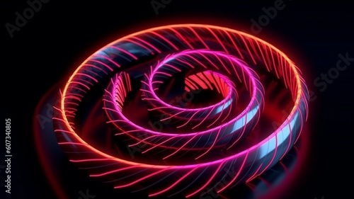 abstract geometric background neon spiral Generative AI