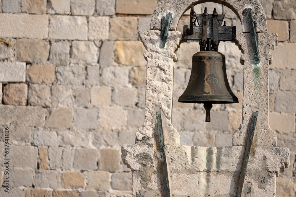 Church bells at a small church in Dubrovnik's old town of Croatia