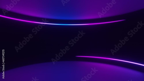 Purple and blue moving curve neon lines loop animation background