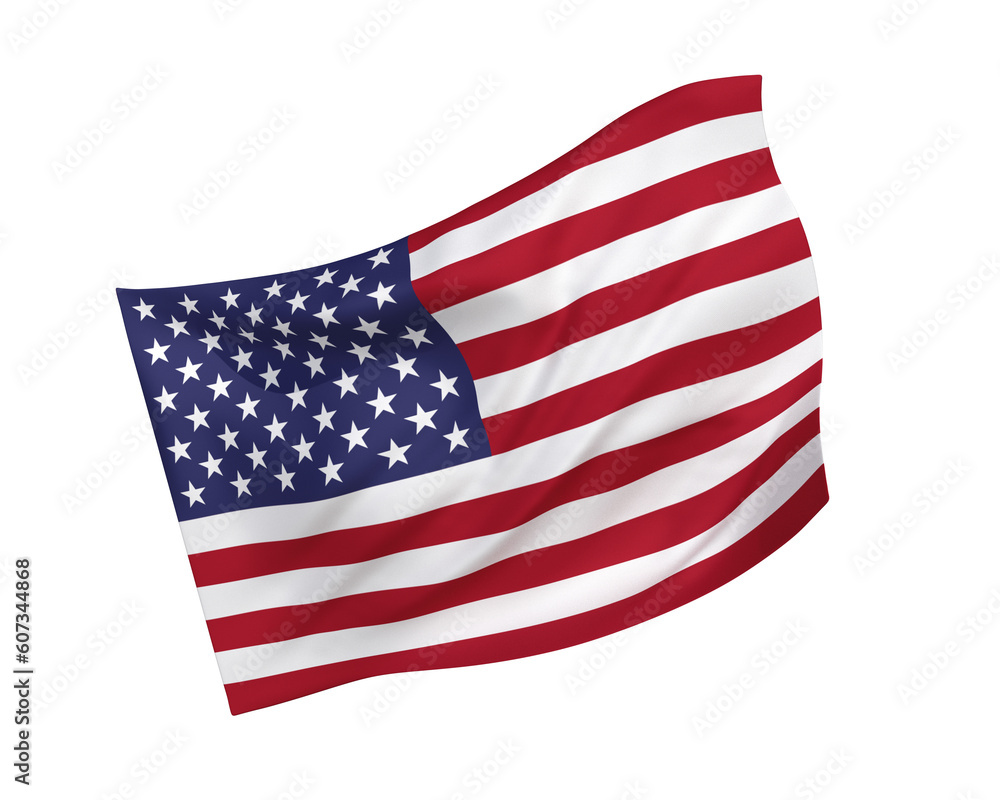 Obraz premium Simple 3D United States of America flag in the form of a wind-blown shape