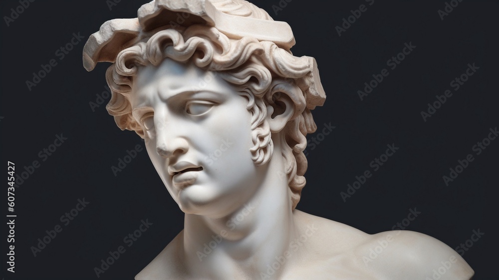 Gypsum statue of Davids head Generative AI