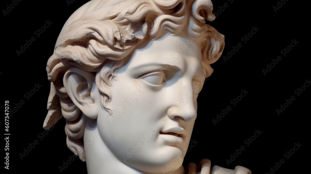 Obraz premium Gypsum statue of Davids head Generative AI