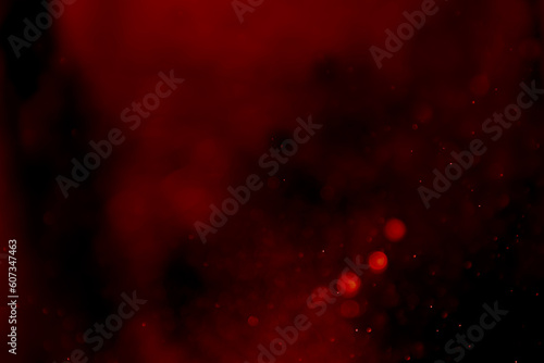 Illustration dark vignette of red gradient bokeh glitter light effects wall background. Ideal as Christmas theme, banner,card etc., 