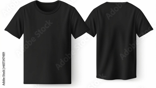 Blank black shirt mock up template front and back view Generative AI