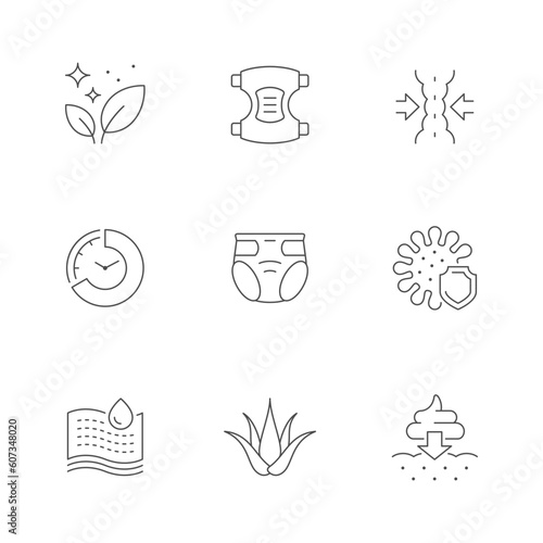 Set line icons of diaper