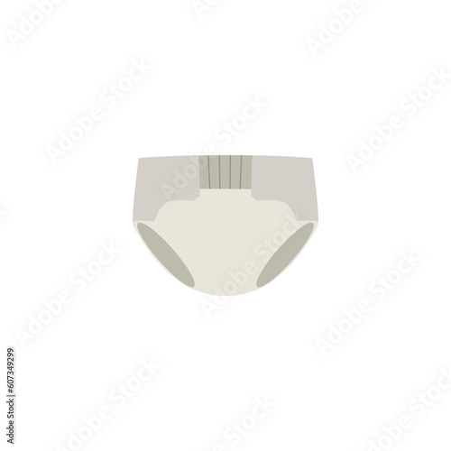 Baby diaper, flat vector illustration isolated on white background.