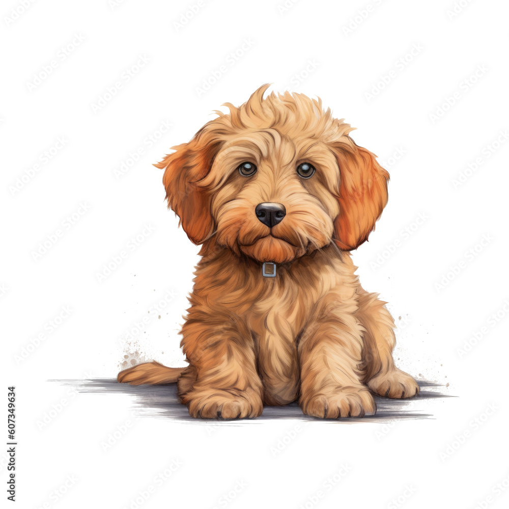 Playful Labradoodle: Cute 2D Illustration of an Australian Labradoodle Playful Labradoodle: Cute 2D Illustration of an Australian Labradoodle