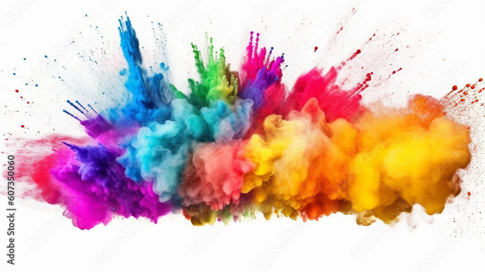Farbexplosion: Buntes Holi-Farbpulver in der Luft