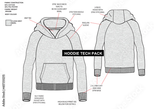 hoodie tech pack template
