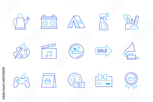 Hobbies and entertainment - set of modern line design style icons