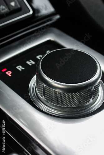 Dark luxury Interior - Steering wheel, Shift Lever. Automatic transmission