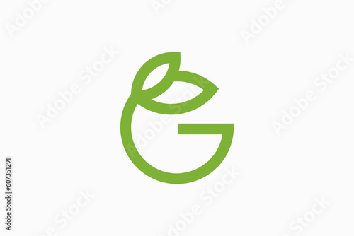initial letter g with leaf logo vector premium template