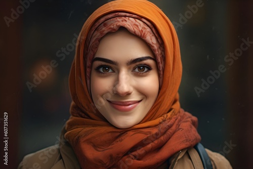Smiling Arabic Muslim Woman Wearing a Hijab, Portrait, Face – Generative AI