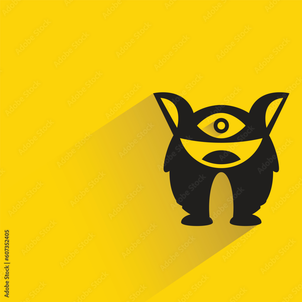 monster with shadow on yellow background