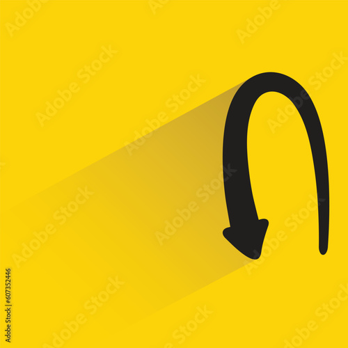 turn down doodle arrow on yellow background
