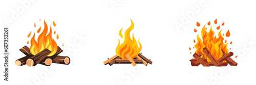 Cartoon Bonfire with firewood. Vector illustration.