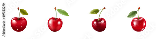 Cartoon realistic cherry isolated on a white background. Vector illustration.