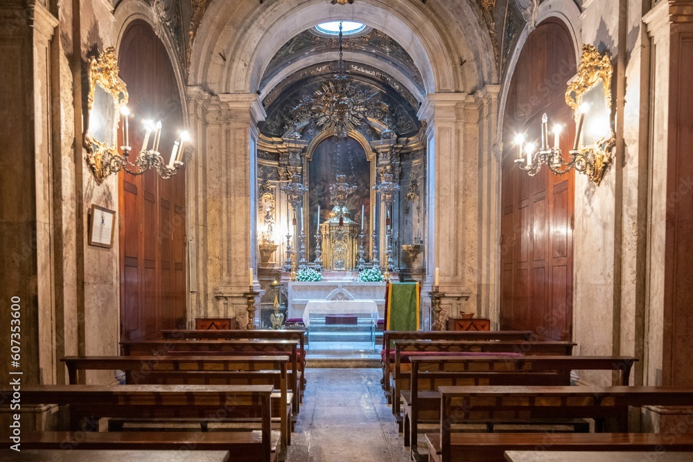 Empty Lisbon Cathedral interior in Portugal