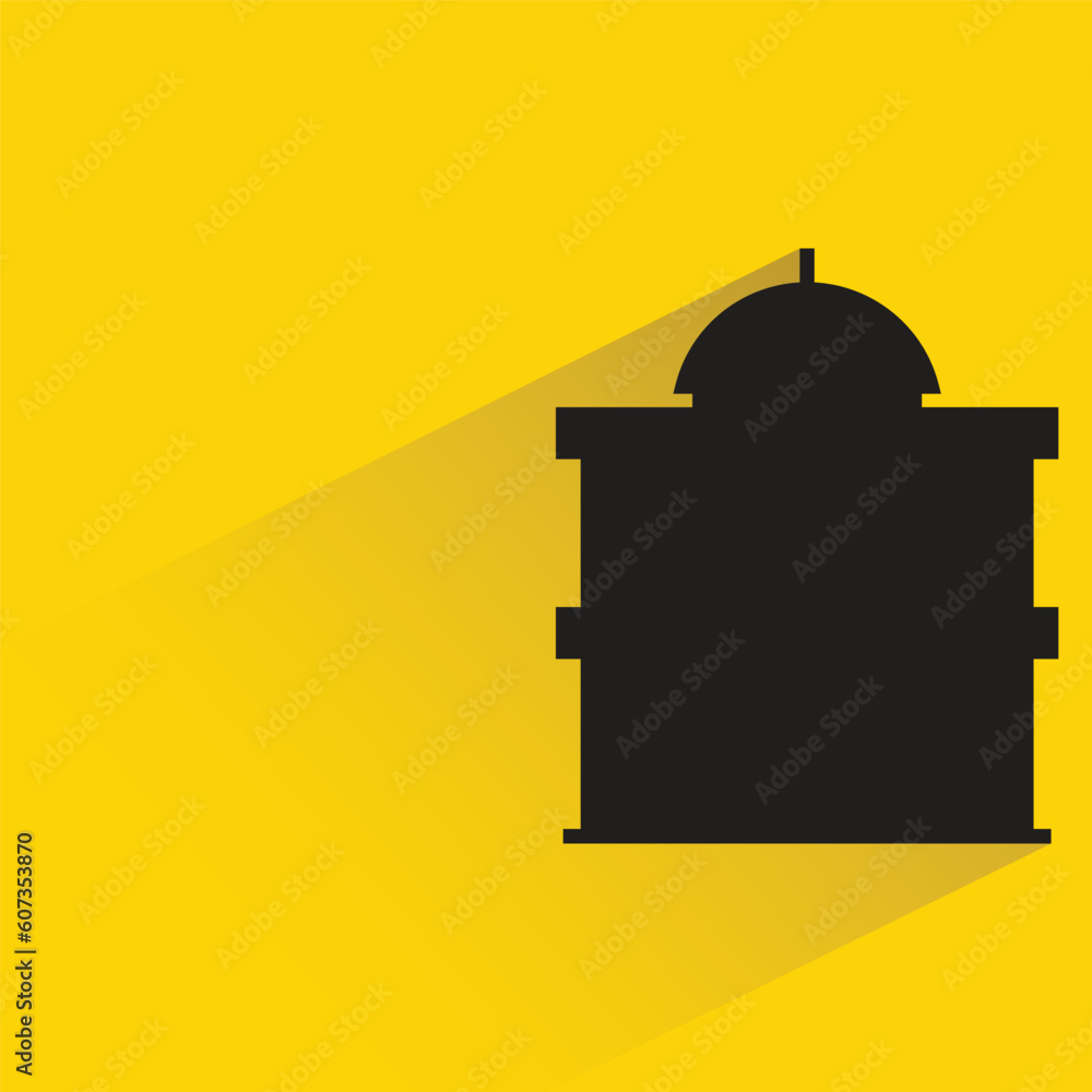 silhouette city building icon with shadow on yellow background