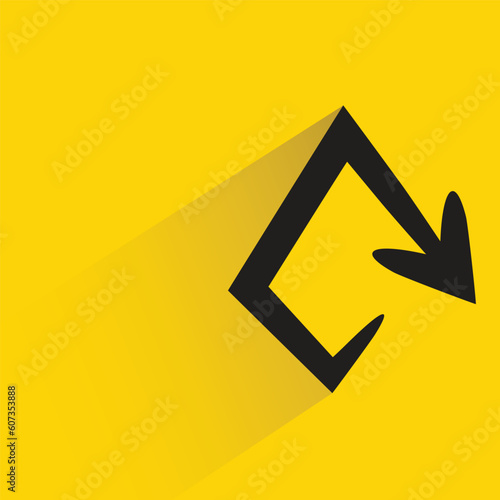turn down arrow symbol on yellow background