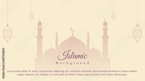 Banner of the Islamic holiday Ramadan with a mosque in the background