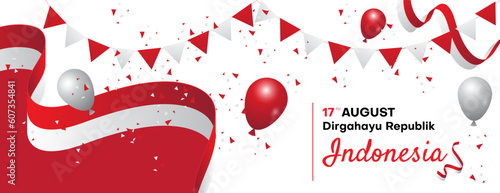 Banner for Indonesia independence day in red and white
