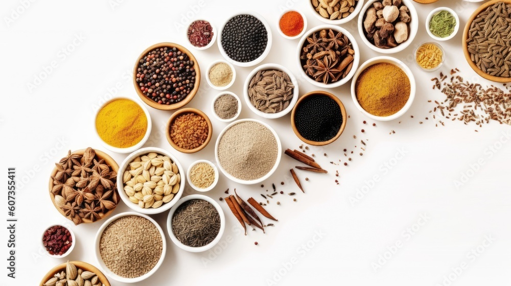 spices with white background top view Created With Generative AI Technology spices with white background top view Created With Generative AI Technology