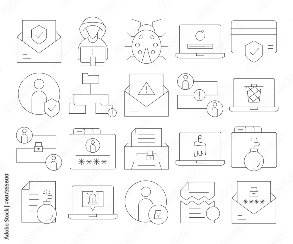 software and network security icons set software and network security icons set