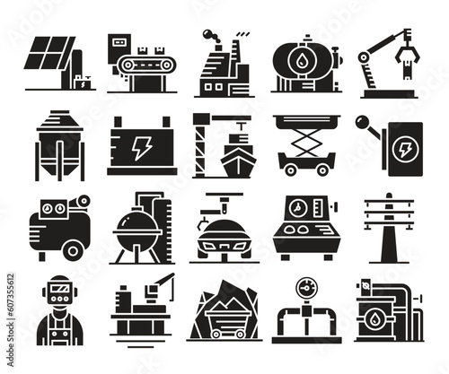 petroleum energy and industry icons set