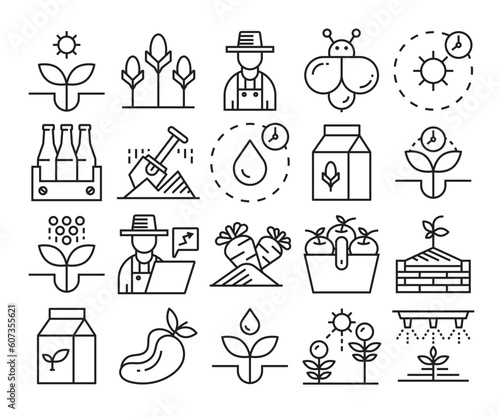 farming and agriculture icons set