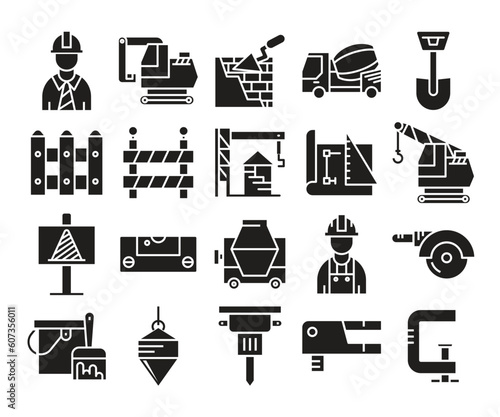 civil engineering and construction icons set