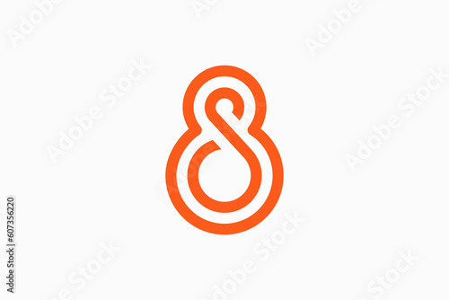 number 8 and infinity logo vector premium template