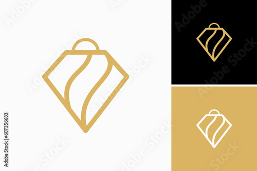 shopping bags and diamonds logo vector premium template