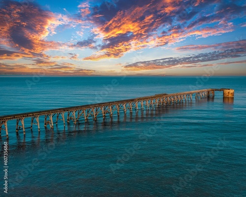 Aerial view of Steetley Pier at Sunrise photo