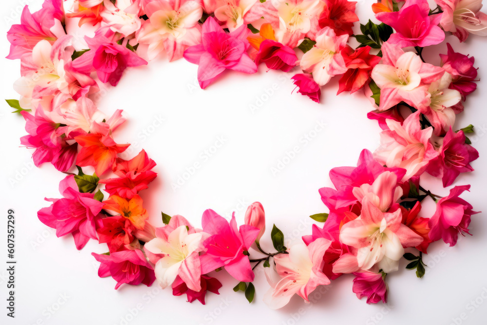 Red and pink flower frame layout with text space, copy space. Wedding concept, Birthday concept, Congratulations concept. Women's Day, Mother's Day, Valentine's Day. Generative AI. Red and pink flower frame layout with text space, copy space. Wedding concept, Birthday concept, Congratulations concept. Women's Day, Mother's Day, Valentine's Day. Generative AI.