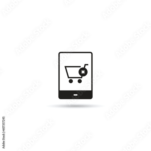 cancel shopping on smartphone icon