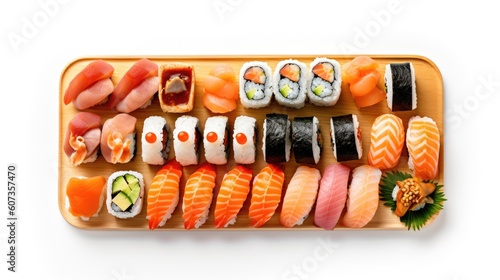 sushi with white background top view Created With Generative AI Technology