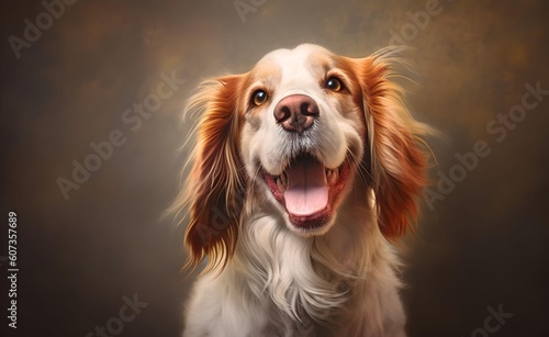 Charming dog against a bright pastel background. Generative AI. © Curioso.Photography