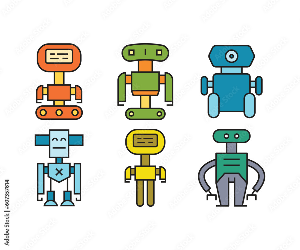 robot character icons set vector illustration robot character icons set vector illustration