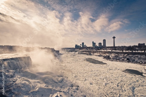 View of niagra falls during winter photo