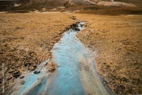Canvas-taulu High angle view over a muddy puddle