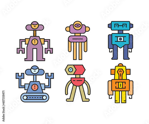 humanoid robot character icons set © bigpa