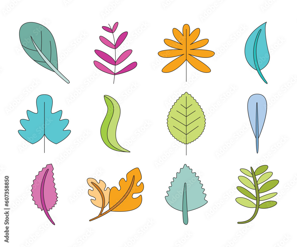 spring leaf illustration set spring leaf illustration set