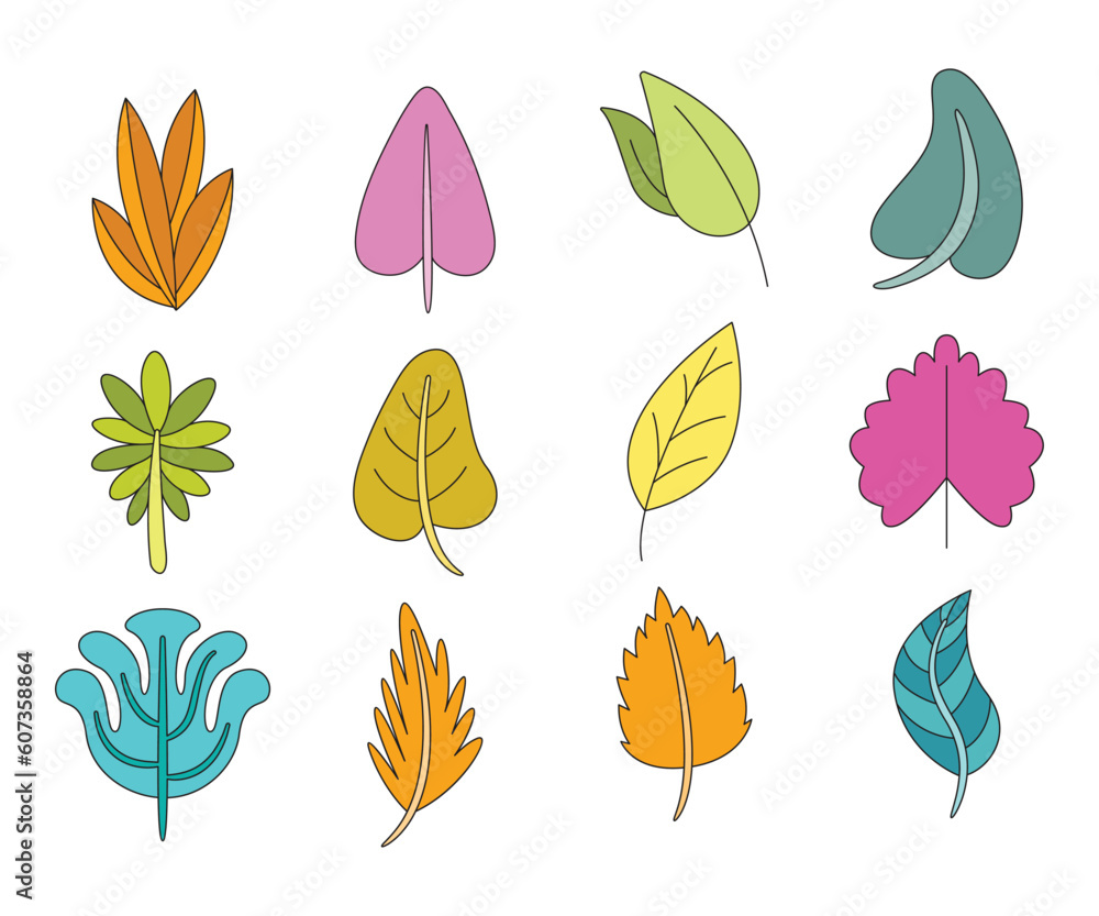 Obraz premium spring leaf illustration set