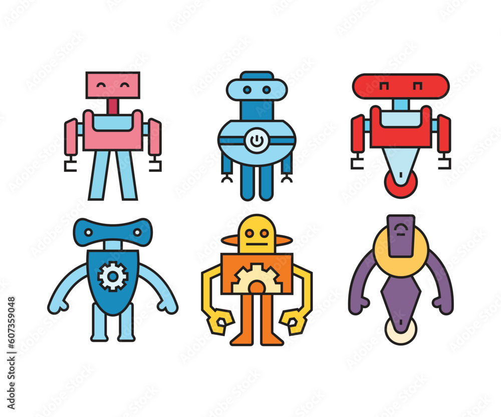 cartoon robot avatars set vector illustration cartoon robot avatars set vector illustration
