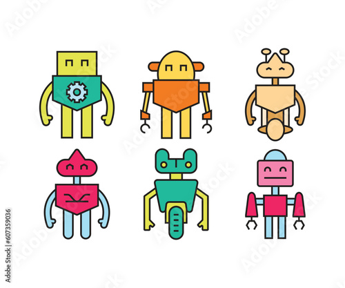 cute robot avatars set vector illustration © bigpa