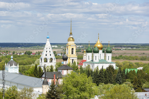 Obraz na płótnie Kolomna, Moscow region, Russia. May 10, 2023: Scenic aerial view of streets and city landmarks. w salonie