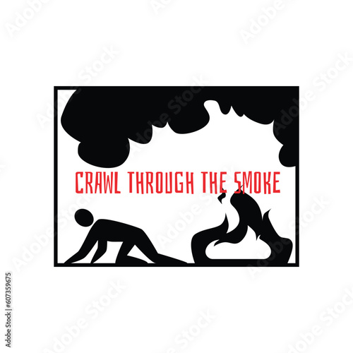 Instruction card about evacuation with rules flat style