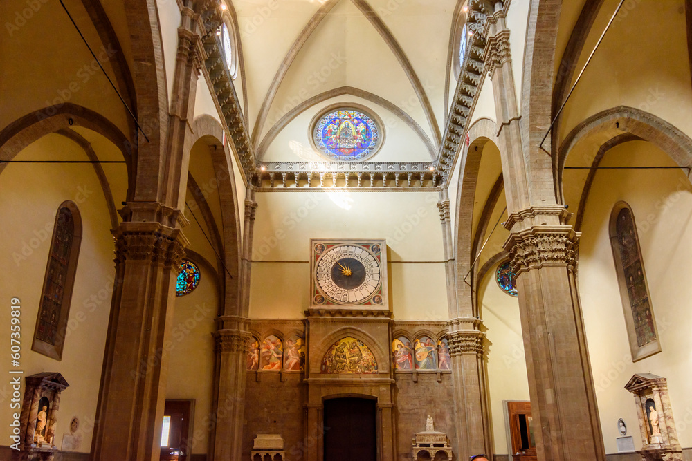 Interiors of Cathedral of Saint Mary of the Flower (Cattedrale di Santa Maria del Fiore) or Duomo di Firenze, Florence, Italy