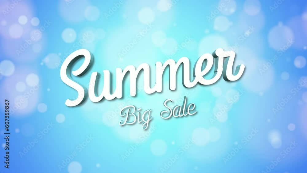 Summer Big Sale with flying round bokeh and glitters on blue gradient, motion promotion, summer and retro style background Summer Big Sale with flying round bokeh and glitters on blue gradient, motion promotion, summer and retro style background